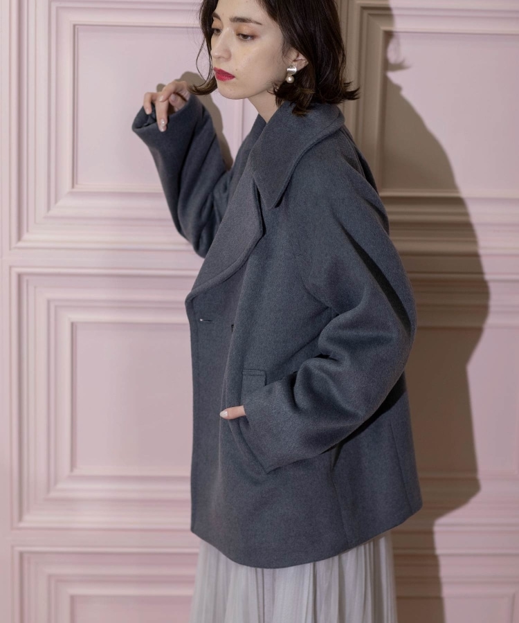 S-LLsize》ウールカシミヤブレンド ミドルピーコート(Pコート S-LLsize》ウールカシミヤブレンド ミドルピーコート(Pコート