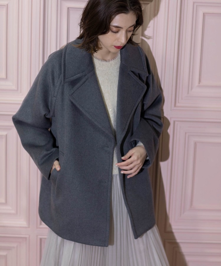 S-LLsize》ウールカシミヤブレンド ミドルピーコート(Pコート S-LLsize》ウールカシミヤブレンド ミドルピーコート(Pコート
