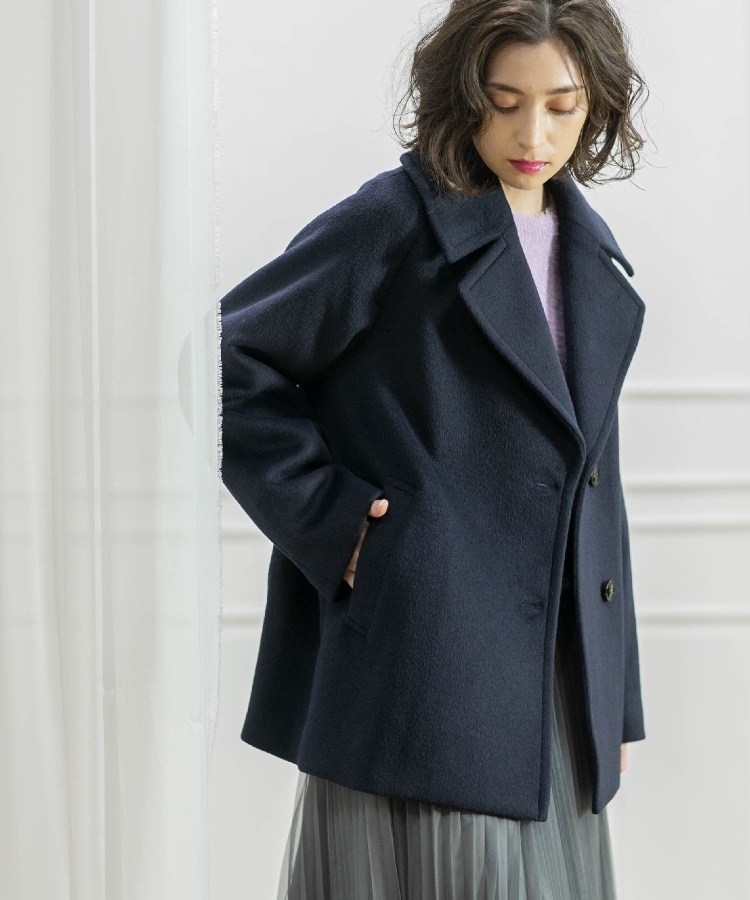 S-LLsize》ウールカシミヤブレンド ミドルピーコート(Pコート S-LLsize》ウールカシミヤブレンド ミドルピーコート(Pコート