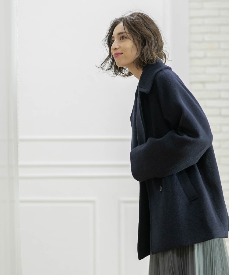 S-LLsize》ウールカシミヤブレンド ミドルピーコート(Pコート S-LLsize》ウールカシミヤブレンド ミドルピーコート(Pコート