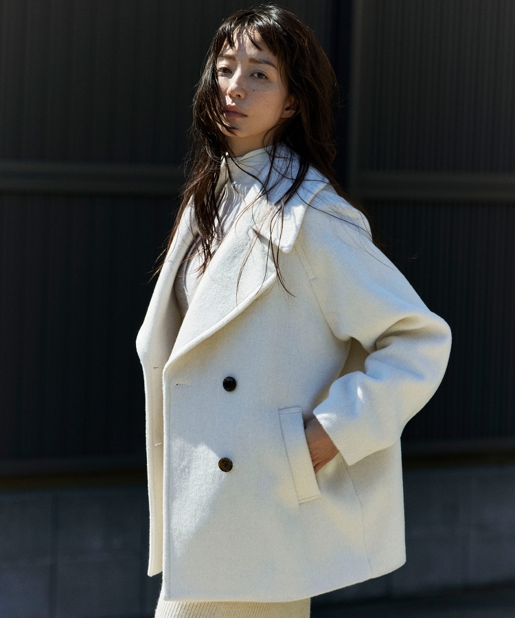 S-LLsize》ウールカシミヤブレンド ミドルピーコート(Pコート S-LLsize》ウールカシミヤブレンド ミドルピーコート(Pコート