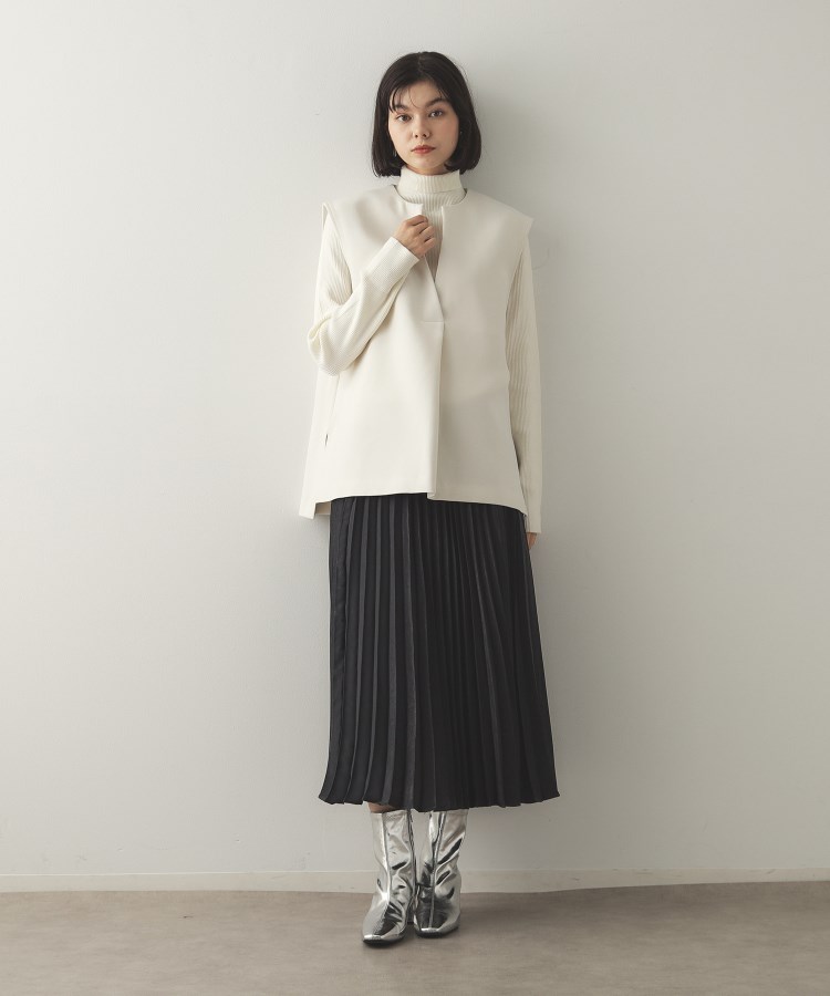 サテンプリーツスカート【洗濯機洗い可】(マキシ・ロング サテンプリーツスカート【洗濯機洗い可】(マキシ・ロング