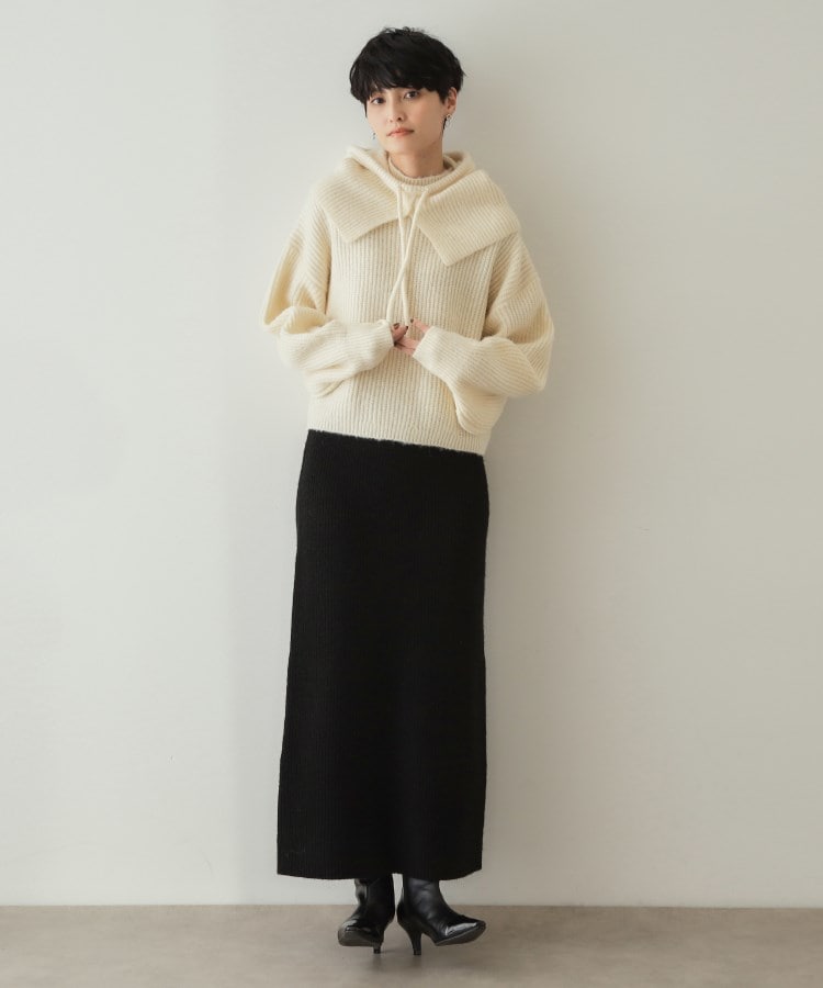 ツインセット》バラクラバ×ハイネックショートニット【洗える ツインセット》バラクラバ×ハイネックショートニット【洗える