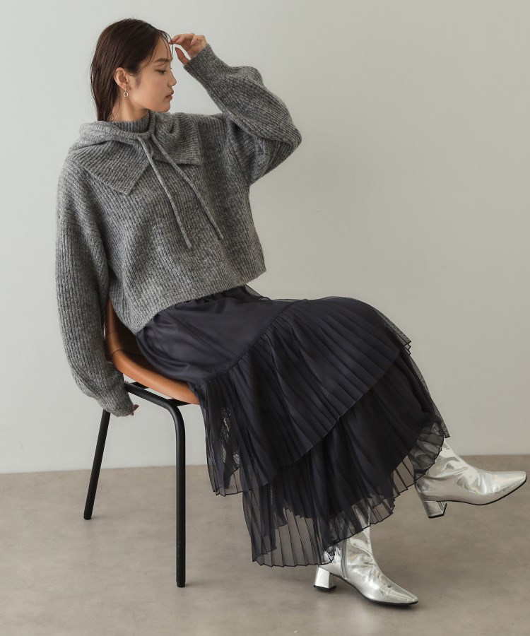 ツインセット》バラクラバ×ハイネックショートニット【洗える ツインセット》バラクラバ×ハイネックショートニット【洗える