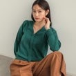 オペークドットクリップ(OPAQUE.CLIP)の《美人百花掲載》タイ付きデザインニット【洗濯機洗い可】 グリーン(022)