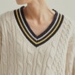 オペークドットクリップ(OPAQUE.CLIP)の配色ラインチルデンVネックニット【洗濯機洗い可】12
