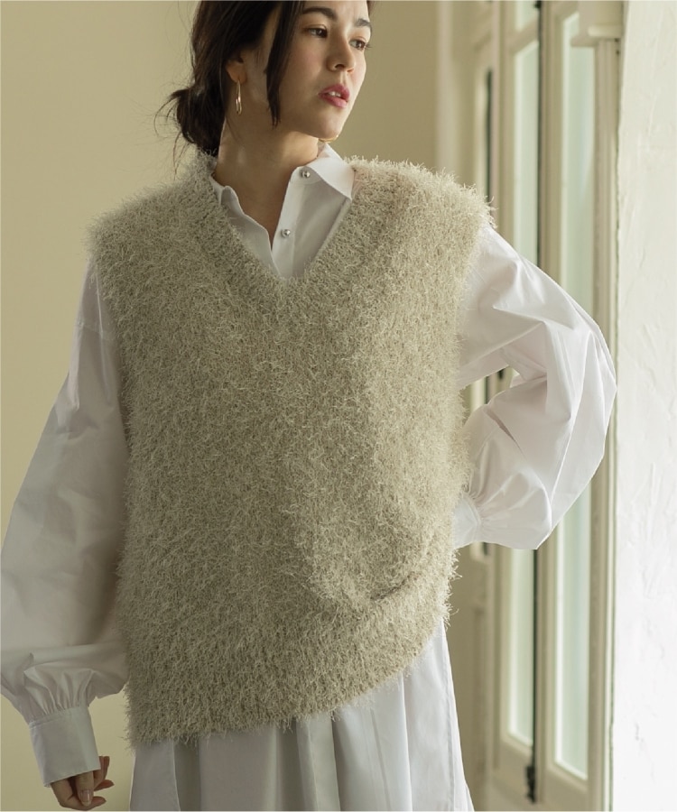 FEATHER YARN GLITTER KNIT VEST｜HELIOPOLE｜HÉLIOPÔLE（エリオ