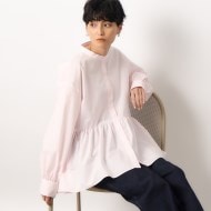 ≪美人百花掲載≫ バンドカラーペプラムシャツブラウス ≪美人百花掲載≫ バンドカラーペプラムシャツブラウス