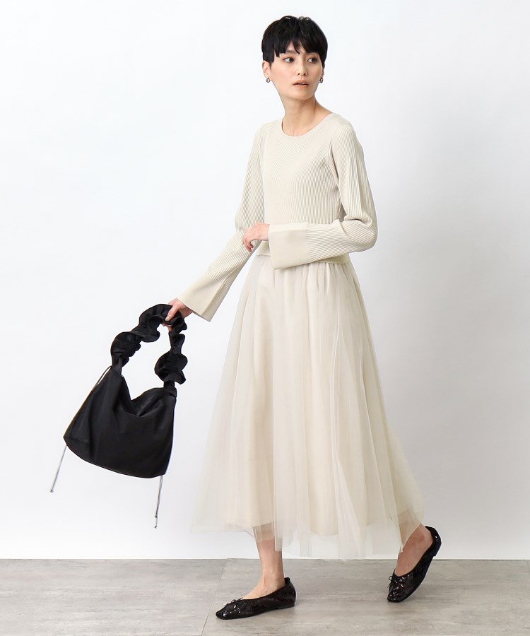 ≪美人百花掲載≫ ニット×チュールドッキングワンピース【洗濯機 ≪美人百花掲載≫ ニット×チュールドッキングワンピース【洗濯機