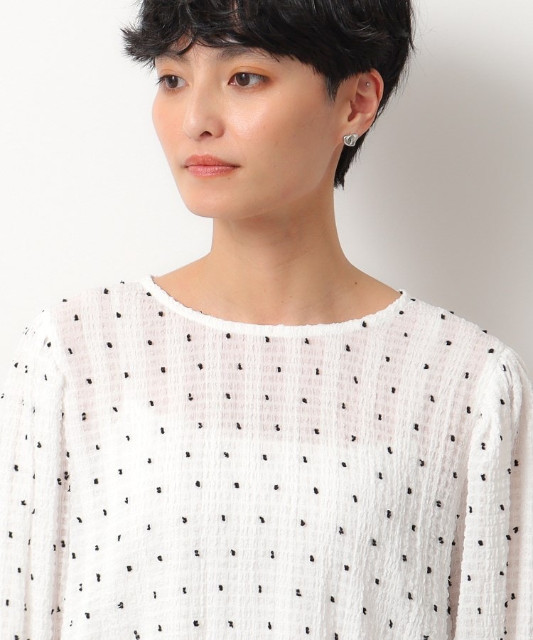 ドットふくれジャカードブラウス【洗濯機洗い可】(シャツ ドットふくれジャカードブラウス【洗濯機洗い可】(シャツ