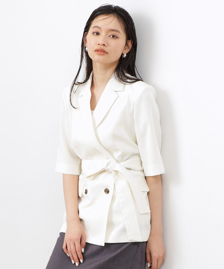 大草直子さんコラボ】ベルト付き5分袖ジャケット（テーラード