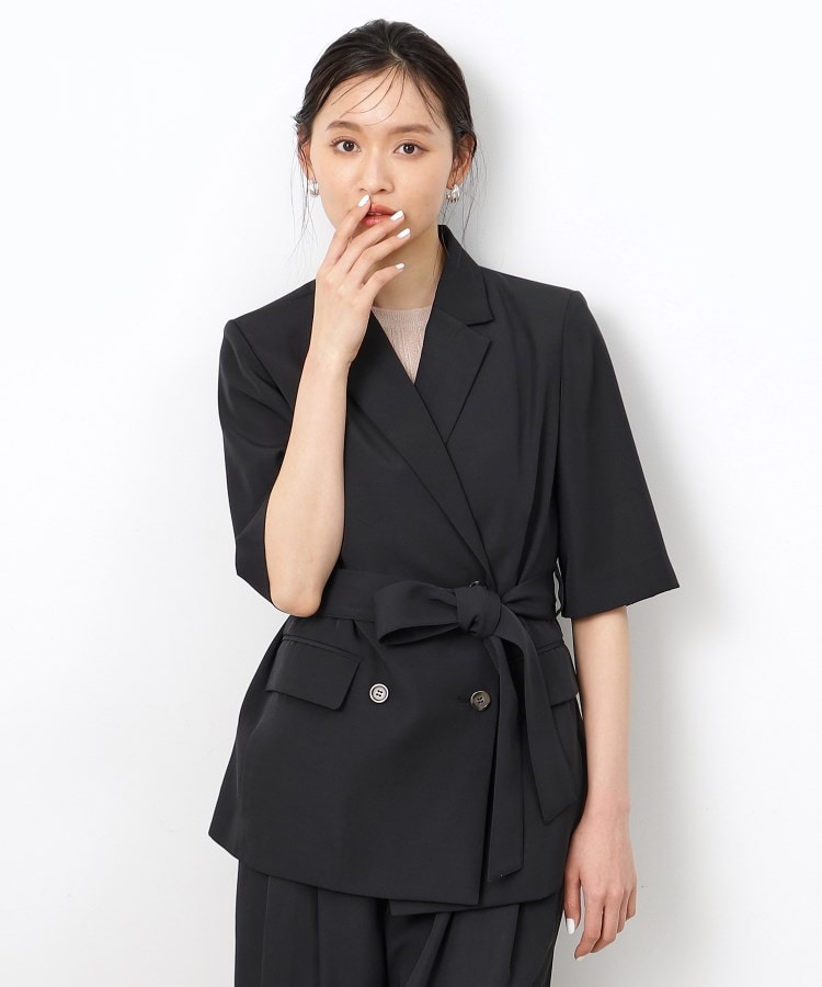 大草直子さんコラボ】ベルト付き5分袖ジャケット(テーラード 大草直子さんコラボ】ベルト付き5分袖ジャケット(テーラード
