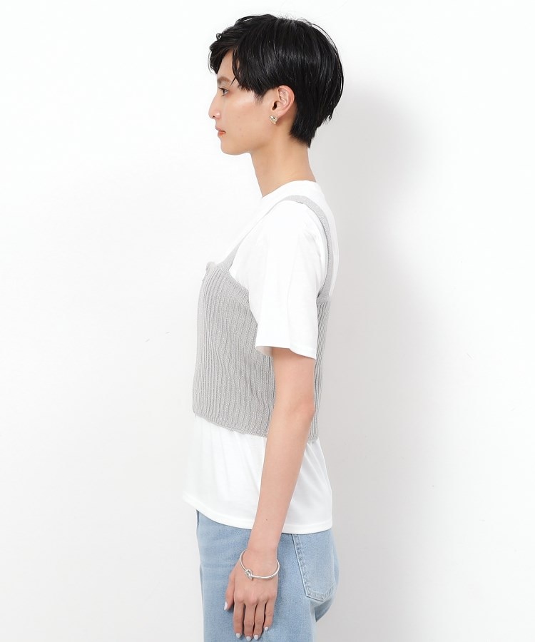 オペークドットクリップ(OPAQUE.CLIP)の≪ツインセット≫フロントZIPラメニットビスチェ×Tシャツ【洗濯機洗い可】14