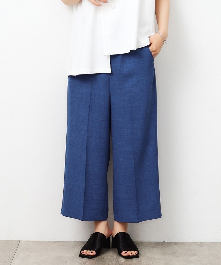 パイピングワイドパンツ【洗濯機洗い可】(6~9分丈パンツ パイピングワイドパンツ【洗濯機洗い可】(6~9分丈パンツ
