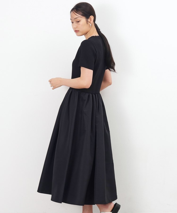 ニット×タフタ ドッキングワンピース【洗濯機洗い可/抗ピル ニット×タフタ ドッキングワンピース【洗濯機洗い可/抗ピル