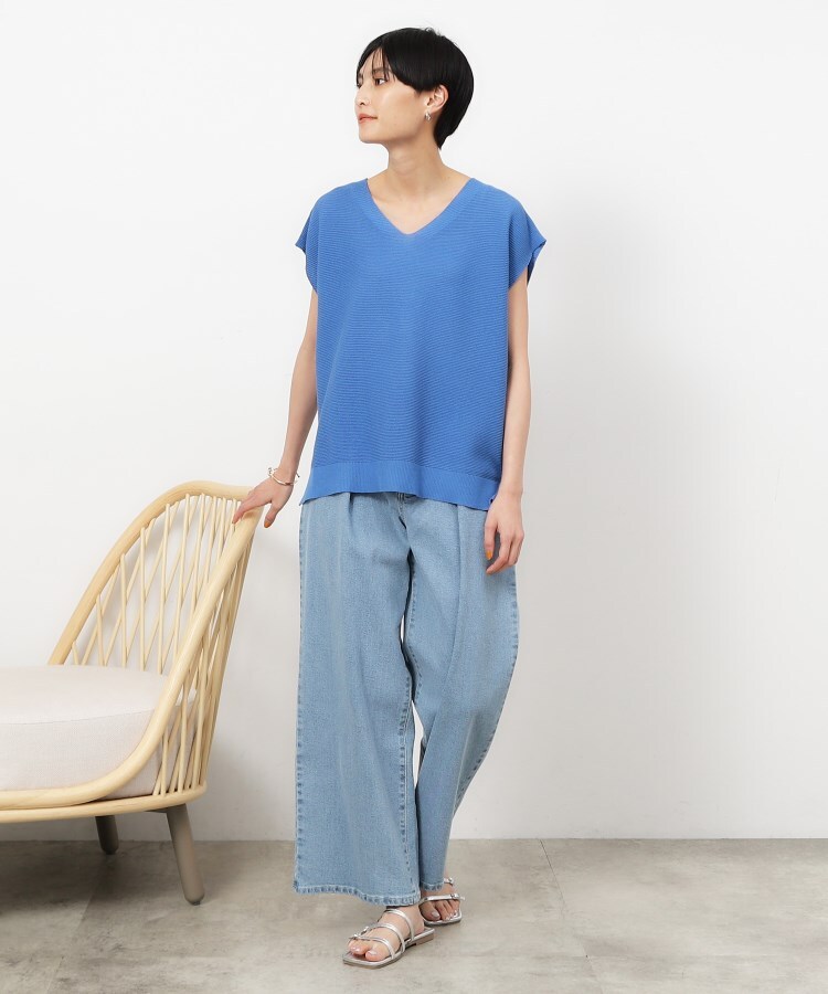 オペークドットクリップ(OPAQUE.CLIP)の≪5color/S-LLsize≫ドライタッチガーターVネックフレンチニット【UVケア/抗ピル/洗濯機洗い可】55