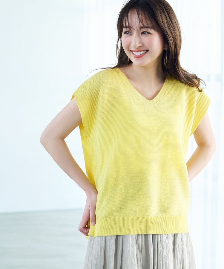 ≪5color/S-LLsize≫ドライタッチガーターVネックフレンチニット ≪5color/S-LLsize≫ドライタッチガーターVネックフレンチニット