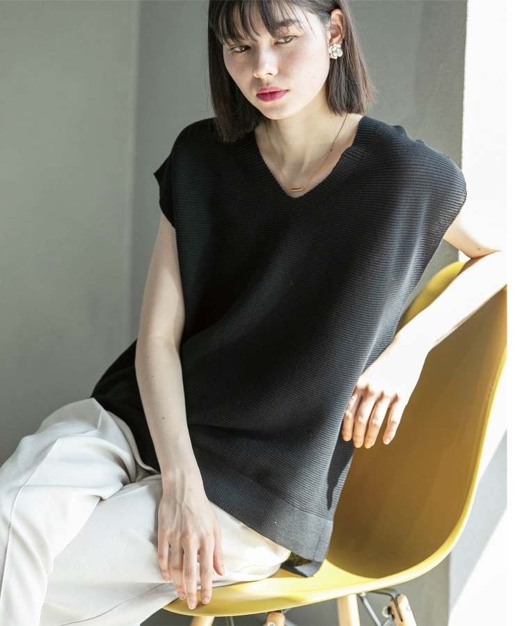 ≪5color/S-LLsize≫ドライタッチガーターVネックフレンチニット ≪5color/S-LLsize≫ドライタッチガーターVネックフレンチニット