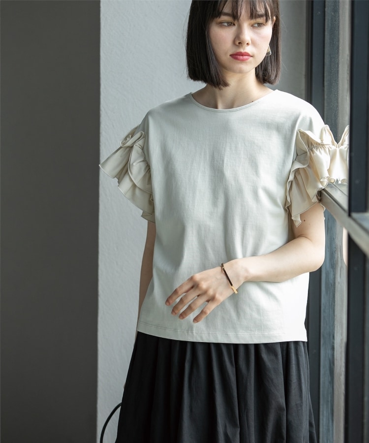オペークドットクリップ(OPAQUE.CLIP)の《美人百花掲載》フリルドッキングスリーブカットソー【洗濯機洗い可】8