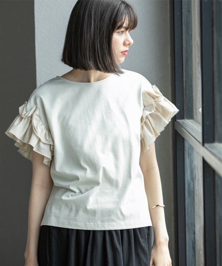 オペークドットクリップ(OPAQUE.CLIP)の《美人百花掲載》フリルドッキングスリーブカットソー【洗濯機洗い可】9