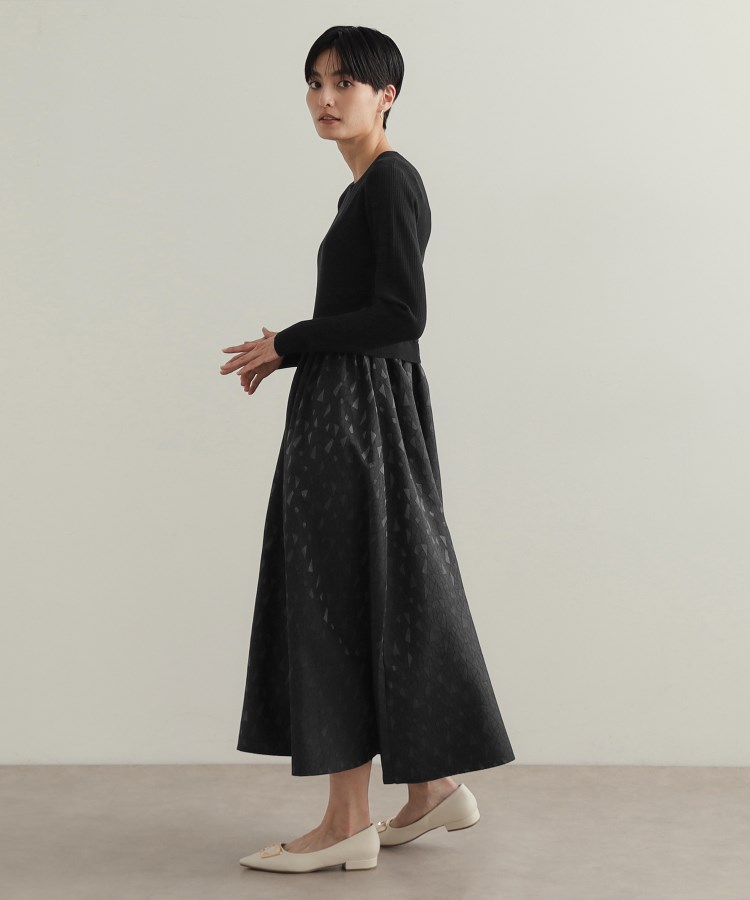 美人百花掲載》ニット×ジャカードドッキングワンピース【洗濯機 美人百花掲載》ニット×ジャカードドッキングワンピース【洗濯機