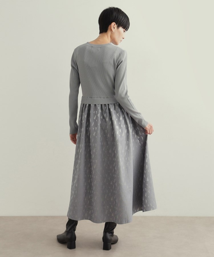 美人百花掲載》ニット×ジャカードドッキングワンピース【洗濯機 美人百花掲載》ニット×ジャカードドッキングワンピース【洗濯機