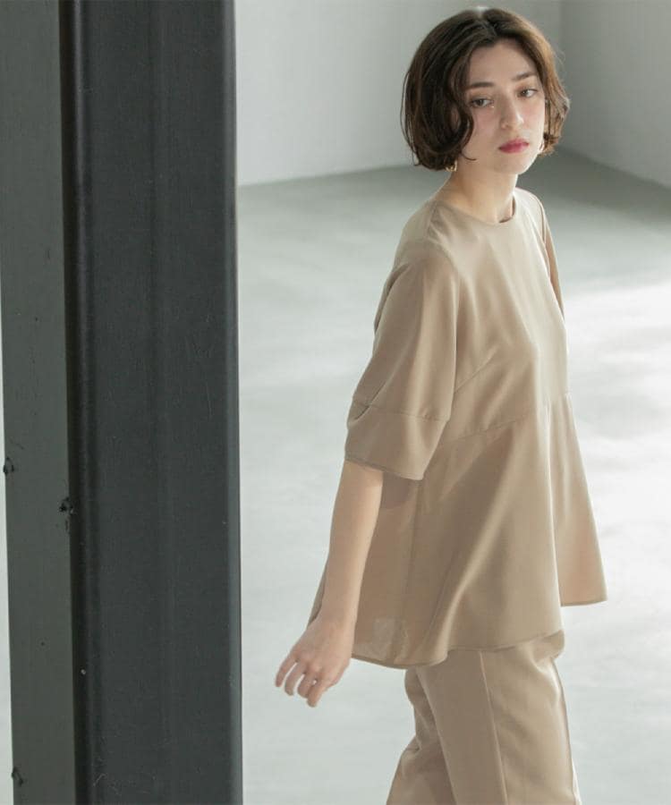 オペークドットクリップ(OPAQUE.CLIP)の《6色展開》ストレッチペプラムブラウス/セットアップ対応【洗濯機洗い可/防シワ】26