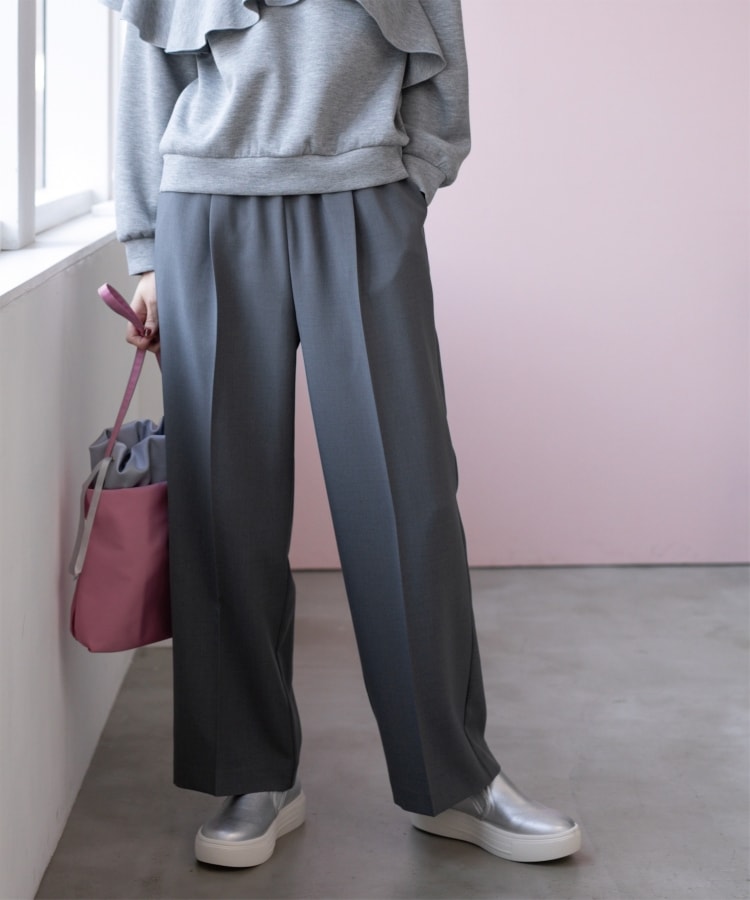 SS-LLsize》美脚ストレッチイージーワイドパンツ【洗濯機洗い可