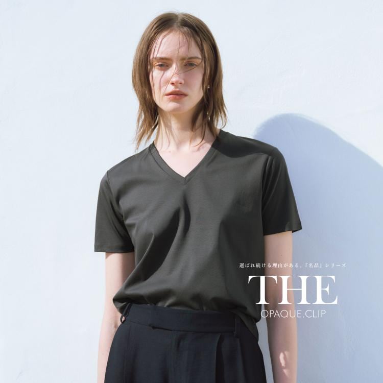 オペークドットクリップ(OPAQUE.CLIP)の《5色展開/SS-LLサイズ》VネックベーシックTシャツ【接触冷感/洗濯機洗い可】 Ｔシャツ