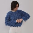 オペークドットクリップ(OPAQUE.CLIP)のフリンジスパンコールニット【洗える】 ブルー(093)