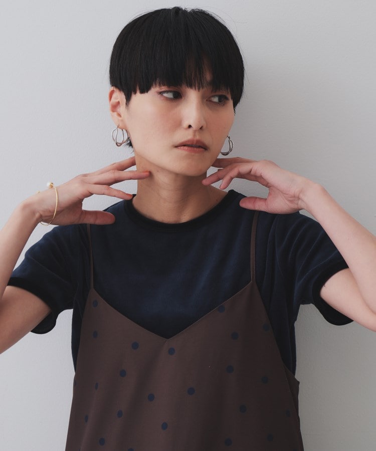 オペークドットクリップ(OPAQUE.CLIP)のベロアTシャツ【洗濯機洗い可】 ネイビー(594)