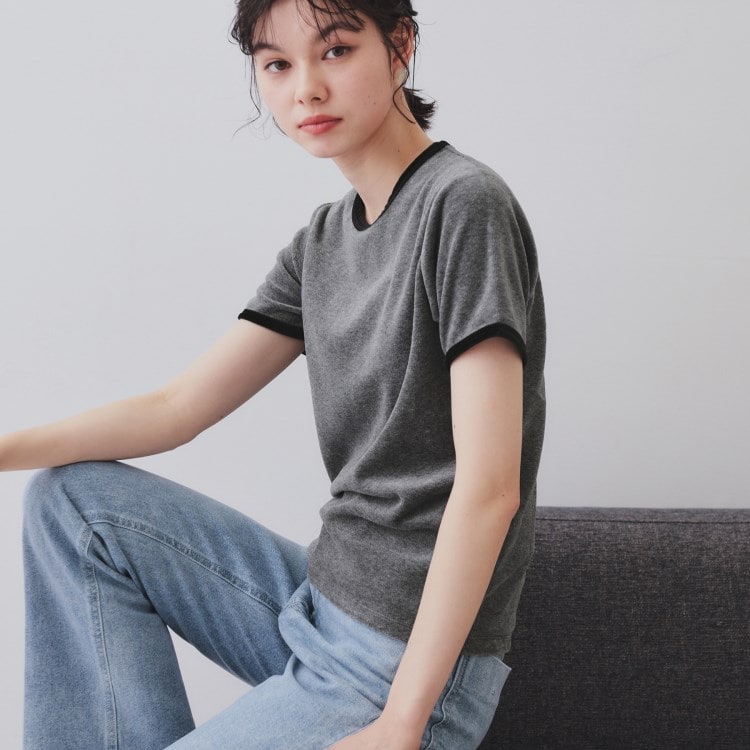 オペークドットクリップ(OPAQUE.CLIP)のベロアTシャツ【洗濯機洗い可】 カットソー