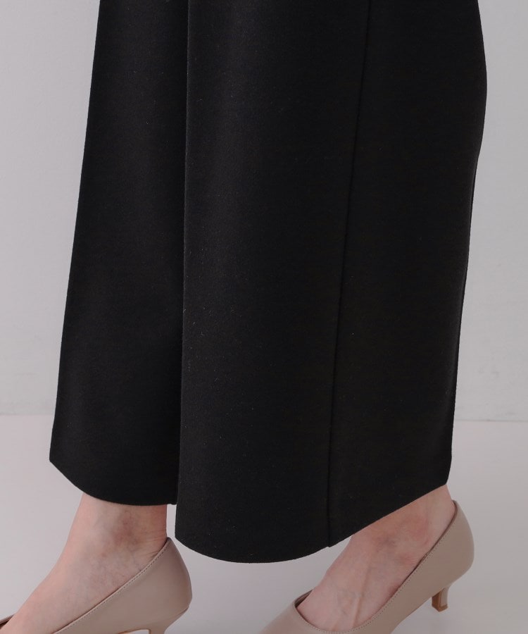 ウールライクストレッチ ワイドクロップドパンツ【洗濯機洗い可 ウールライクストレッチ ワイドクロップドパンツ【洗濯機洗い可