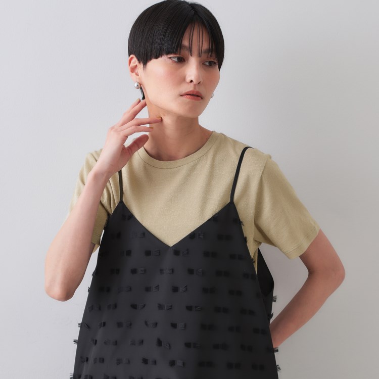 オペークドットクリップ(OPAQUE.CLIP)のラメベーシックTシャツ【洗濯機洗い可】 Ｔシャツ