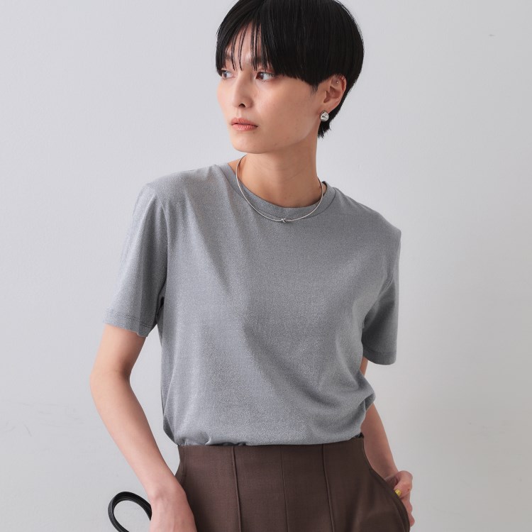 オペークドットクリップ(OPAQUE.CLIP)のラメベーシックTシャツ【洗濯機洗い可】 Ｔシャツ