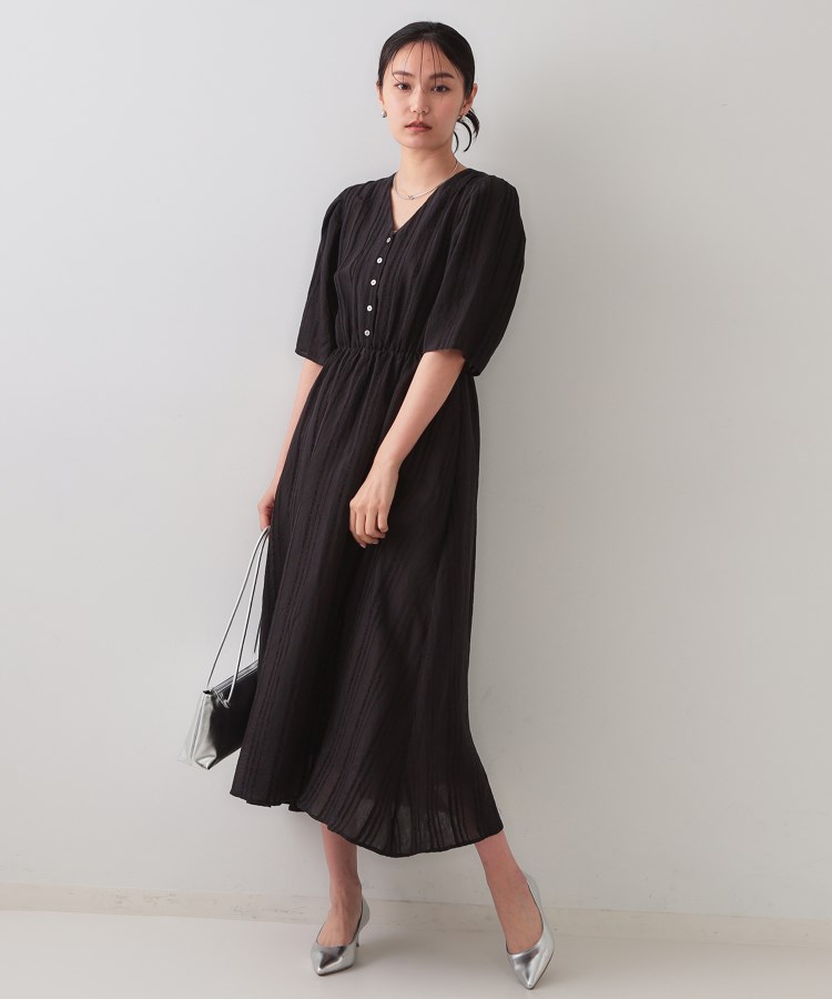 Vネックフィット&フレアワンピース(マキシ・ロングワンピース Vネックフィット&フレアワンピース(マキシ・ロングワンピース
