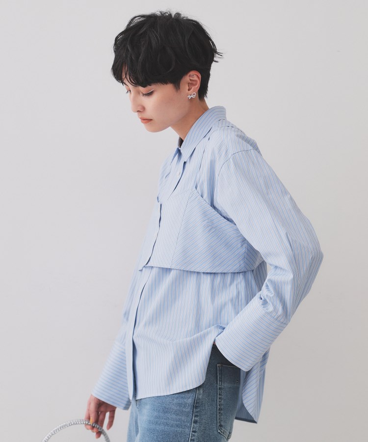 andGIRL掲載》ストライプビスチェセットシャツ【洗濯機洗い可 andGIRL掲載》ストライプビスチェセットシャツ【洗濯機洗い可