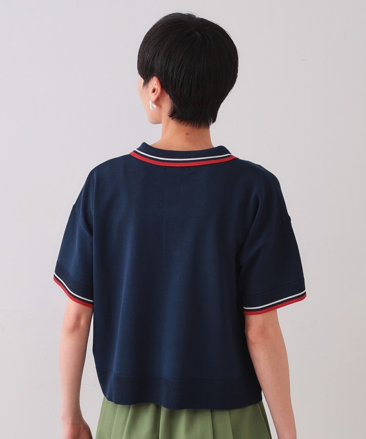 ロゴ刺繍ポロニット【洗濯機洗い可/抗ピル】(ニット/セーター ロゴ刺繍ポロニット【洗濯機洗い可/抗ピル】(ニット/セーター