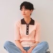 オペークドットクリップ(OPAQUE.CLIP)の配色ポロランダムリブニット【洗濯機洗い可/抗ピル】 ライトピンク(570)