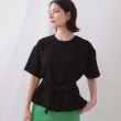 オペークドットクリップ(OPAQUE.CLIP)のストレッチジャカード2WAYリボントップス/セットアップ対応可【洗濯機洗い可】 ブラック(019)