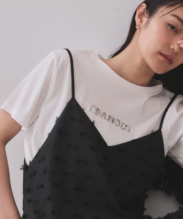 オペークドットクリップ(OPAQUE.CLIP)の刺繍＆スパンコールロゴTシャツ【洗濯機洗い可】40