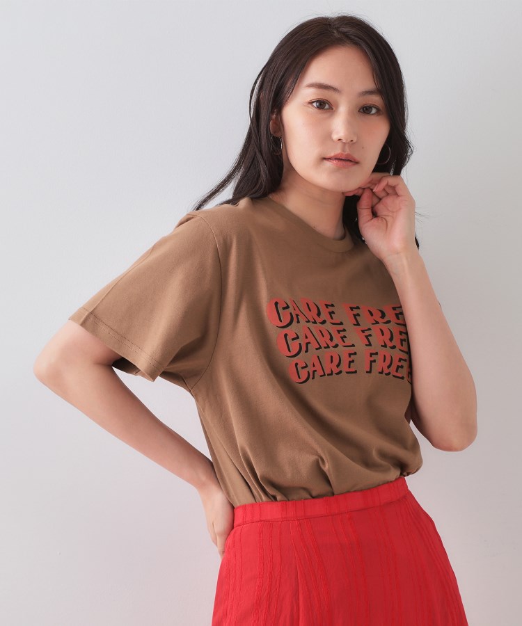 オペークドットクリップ(OPAQUE.CLIP)のカラーロゴTシャツ【洗濯機洗い可】 ブラウン(043)