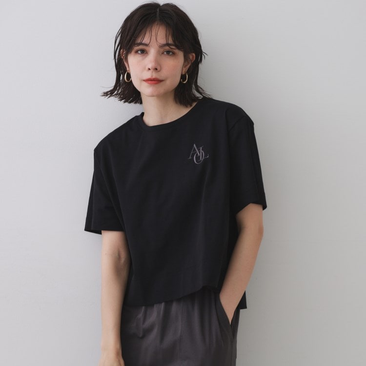 オペークドットクリップ(OPAQUE.CLIP)の刺繍ロゴワイドシルエットTシャツ【洗濯機洗い可】 Ｔシャツ