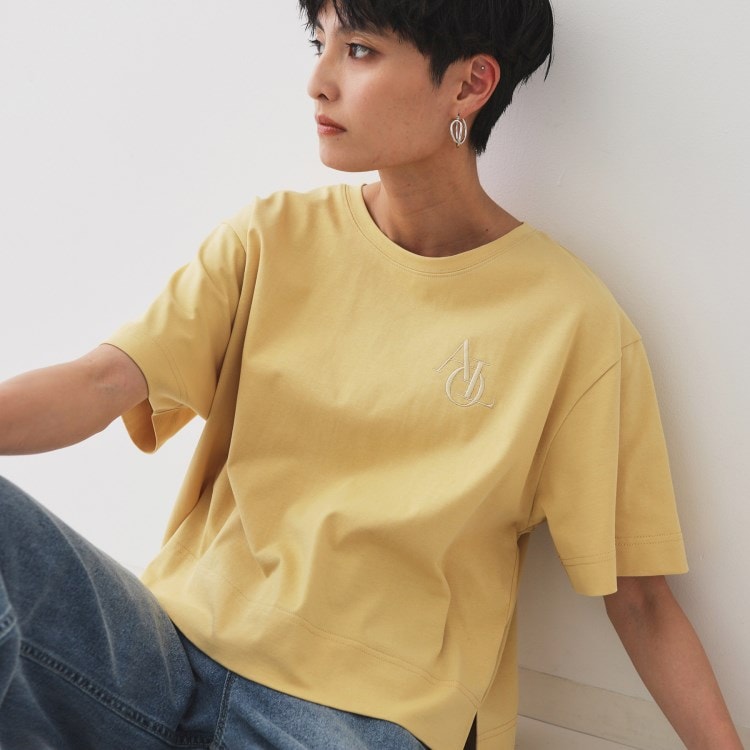 オペークドットクリップ(OPAQUE.CLIP)の刺繍ロゴワイドシルエットTシャツ【洗濯機洗い可】 Ｔシャツ