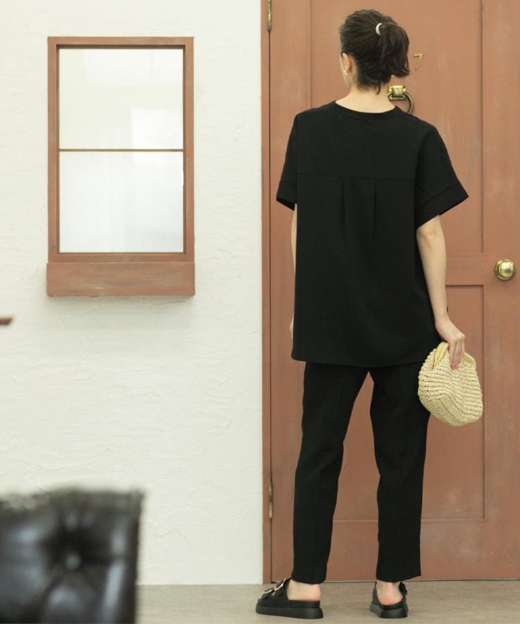 オペークドットクリップ(OPAQUE.CLIP)の《5色展開/SS-LLサイズ》スキッパー金ボタンブラウス/セットアップ対応【防シワ/ストレッチ/洗濯機洗い可】15