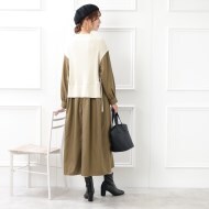 ◇ニットベストドッキングワンピース（マキシ・ロングワンピース