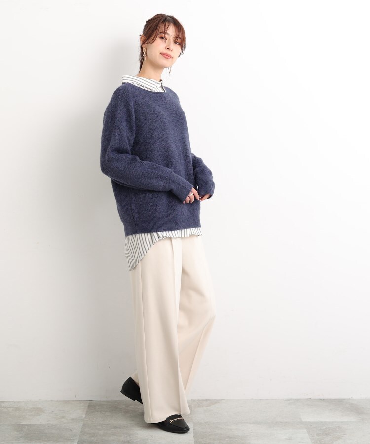 ◇ふわふわ素材が女性らしい！ラウンドネック ニット（ニット