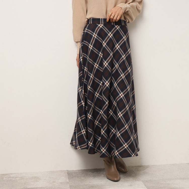 シューラルー/ドレスキップ(SHOO・LA・RUE/DRESKIP)のバイヤスチェックフレアースカート マキシ・ロングスカート
