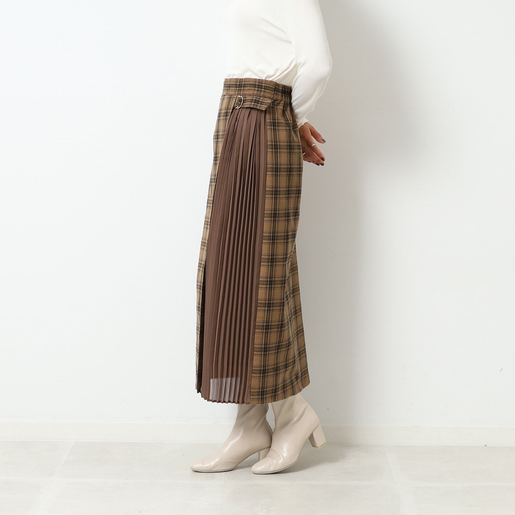 シューラルー/ドレスキップ(SHOO・LA・RUE/DRESKIP)のチェック柄×サイドプリーツ Aラインスカート5