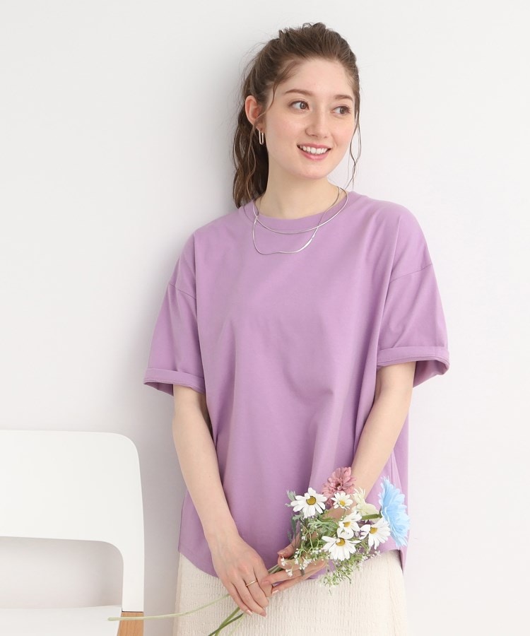 シューラルー/ドレスキップ(SHOO・LA・RUE/DRESKIP)の【遮熱/接触冷感/UVカット】AIR SHIELRD オーバーサイズTシャツ パープル(080)